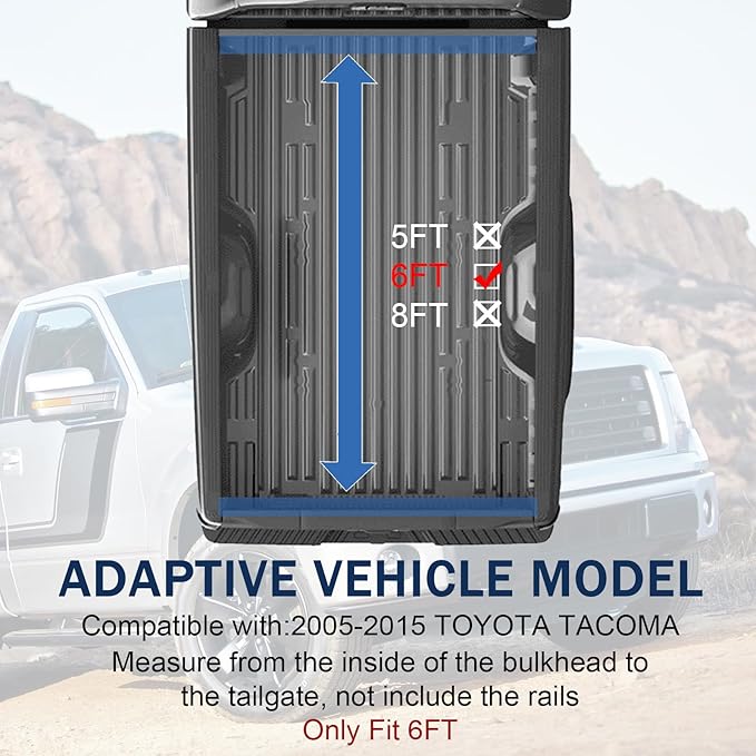 Soft Roll-Up Truck Bed Tonneau Cover Compatible with 2005-2015 Toyota Tacoma 6FT Bed