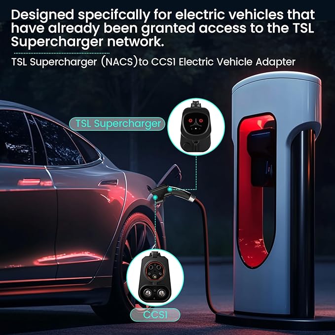 NACS to CCS1 Charger Adapter Compatible with Tesla Superchargers, UL2252 Certification Electric Vehicle Adapter with Interlock (500A/1,000V), Fast Charge for Electric Vehicle