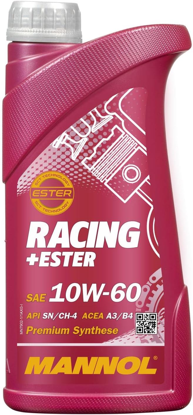Racing + Ester 10W-60 Engine Oil by MANNOL - 7902 Premium Bi-Synthetic Motor Oil for Sports and Racing Cars, Car Oil API SN, ACEA A3/B4, 1L