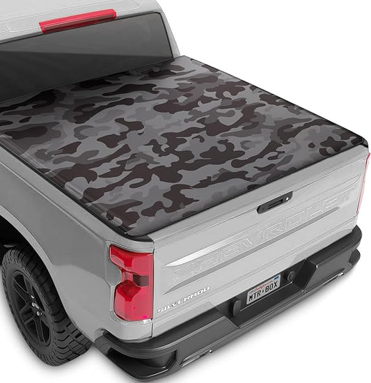 Camo Tonneau Cover Soft Roll-up Truck Bed Protector All Weather Retractable for Chevrolet Chevy Silverado 1500 2019-2025 and GMC Sierra 1500 19-25 Short Bed 5.8 ft