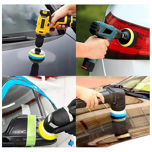 Car Polishing Buffing Kit 3Inch Drill Buffing Pad Buffing Pads, Wool Pads, Drill Attachments, Polishing & Buffing Wheels. for Headlights & Car Body. 11 Pcs Car Foam Car Wax & Buffer Kits