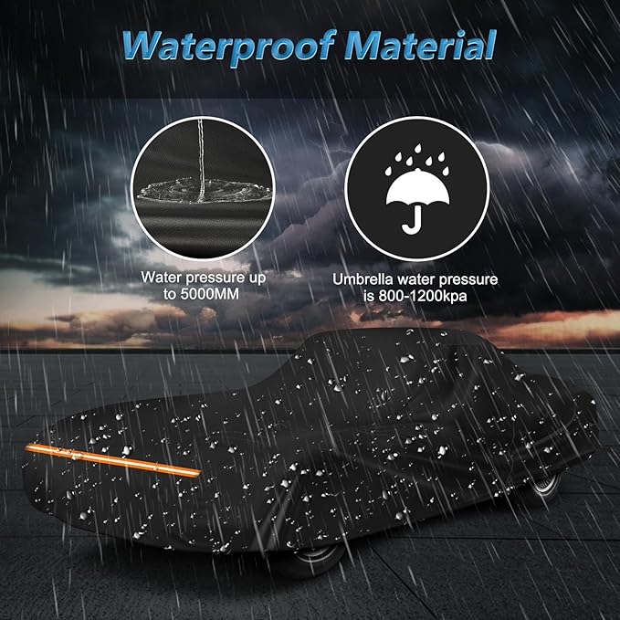 Waterproof Car Covers for Corvette C1 C2 1953-1967, Heavy Duty Car Covers for Automobiles Outdoor Full Cover Rain Sun UV Protection with Door Zipper and Straps for 1962-1967 Corvette C2