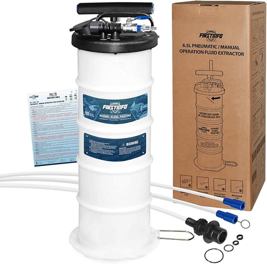 FIRSTINFO A1102USY3 Patented 6.5L / 1.7 Gallon Taiwan Pneumatic/Manual Oil Vacuum Extractor | Oil Change Pump | 47 Inch Tube