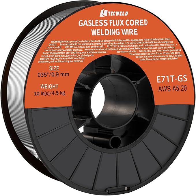 0.35" Flux Core Welding Wire - E71T-GS Gasless, Low Splatter, Mild Steel MIG Wire - Fits Most MIG Welders - 10 lb Spool