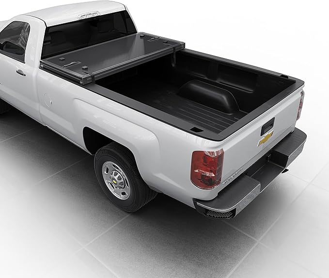 Hard Folding Truck Bed Tonneau Cover|HTF083|Fits 2010-2025 Chevy Silverado & GMC Sierra 1500 2500 3500 HD 8FT
