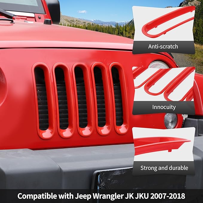 JK Grill Inserts Front Grille Mesh no Mesh Cover Guard for Jeep Wrangler JK 2007-2017 Clip-on Grille Accessories