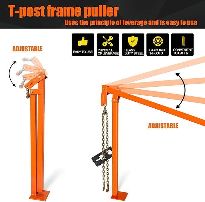 T-Post Puller, Fence Post Puller - Post Puller of Remove T-Posts, Wooden Fence Posts, Cement Plugs, or Small Tree Stumps