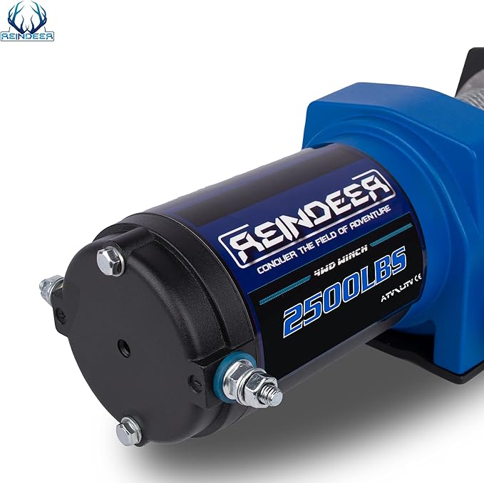 REINDEER New 12V Winch 2500lb Load Capacity Electric Winch Kit for ATV UTV Steel Cable Wire Rope with Hawse Fairlead Waterproof IP67 with Handheld Remotes