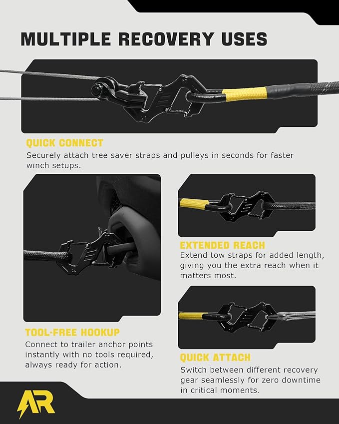 3/8" S Tow Hook, G80 Steel Quick Winch Shackle 33,000Lbs Break Strength, Heavy Duty Off-Road Recovery Connect Hook for SUV, Truck, Trailer & Towing Applications, Black