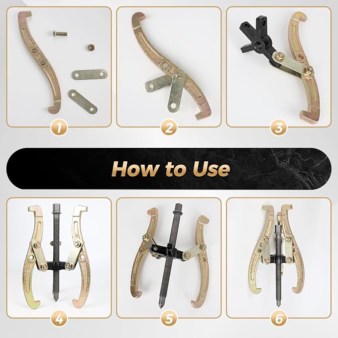 10 Inch 3 Jaw Puller for Pulley Gear Bearing Flywheel Removal, 2 Jaw / 3 Jaw Puller with Reversible Jaws, Repair and Maintenance Tool for Automotive/Mechanical