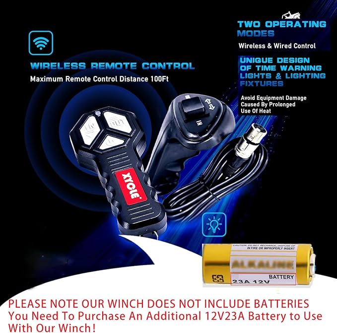 10000lbs Electric Winch 12V IP68waterproof Off-Road Vehicle Rescue winchs with2wireless Remote Controls and1/2"Synthetic Rope Suitable for Towing SUVs,Loggers,Trucks,Trailers,Jeeps,4WD(Black)