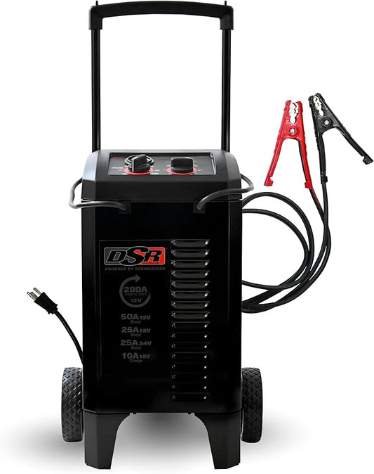 Schumacher Electric DSR ProSeries 12V / 24V Battery Charger - Heavy Duty 200A Manual Battery Charger & Engine Starter - Car, Truck & SUV Compatible - 135-Minute Timer & Amperage Control - DSR140
