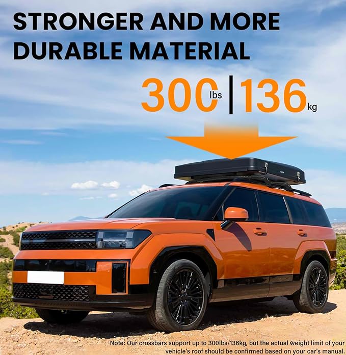 300lbs Lockable Roof Rack Cross Bars Compatible with 2024 2025 2026 Hyundai Santa Fe & Santa Fe Hybrid with Raised Side Rails (Not for SE), Aluminum Heavy Duty Crossbar Luggage Accessories