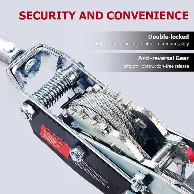 Come Along Winch,5 Ton Capacity with 11.5FT Steel Cable,Heavy Duty Come Along Tool with Dual Gears,3 Hooks,Hand Winch Tool for Road Vehicle Recovery and Pulling Tree,Fence Stretcher,Frame