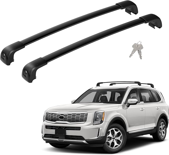 FLYCLE 220Lbs Roof Rack Cross Bars Compatible with KIA Telluride 2019-2025 S SX SX-P EX, Lockable Cross Bars Roof Rack Cargo Bars for Luggage Kayak Bikes Canoe Ski Snowboard