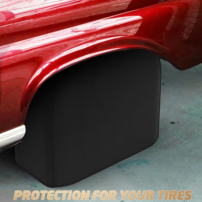 K-Musculo RV Tire Covers 2-Pack, Waterproof Wheel Covers for RV Wheel Travel Trailer Camper Truck SUV, Fit 19-22 Inch Tire Diameter (Black)