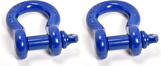 Hi-Gear Pack of 4 Blue Bow Shackles 3/4" D Ring Shackle Rugged Unbreakable 28.5 Ton (57,000 Lbs) Maximum Break Strength with 7/8'' Pin Bow Screw Heavy Duty D Ring for 4x4 Vehicle Recovery