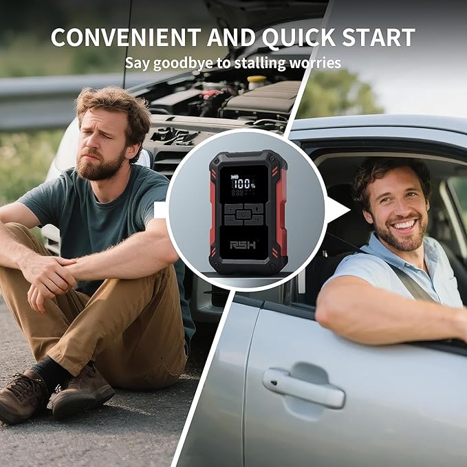 Car Jump Starter with Air Compressor 4000A Peak Battery Jump Starter 12V 150PSI Jump Box (up to 9L Gas,7.0L Diesel Engine) Auto Booster,LED Light & 15000MA with 65W USB Quick Charger and Type C