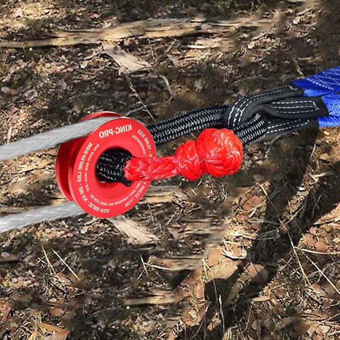 KING-PRO Snatch Recovery Ring, 45000 lbs Winch Snatch Block Pulley Towing Ring, for ATV UTV SUV Truck Off-Road Vehicle Towing Soft Shackle Recovery（Red）