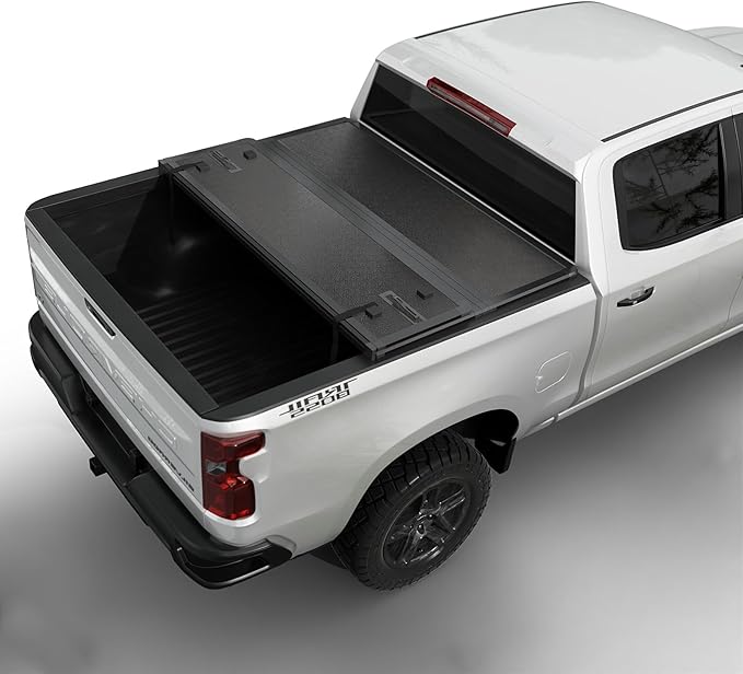 Hard Folding Truck Bed Tonneau Cover |THTF029|Fits 2007-2026 Chevy Silverado/GMC Sierra 1500 5'8" Bed (69.6")