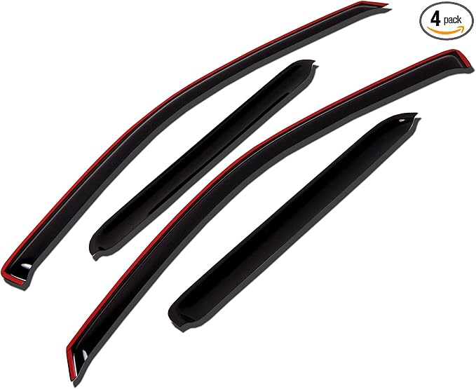 Tuningpros WV-244i in-Channel Window Visor Deflector Rain Guard Dark Smoke 4-pc Set, Compatible with 2003-2009 Hummer H2