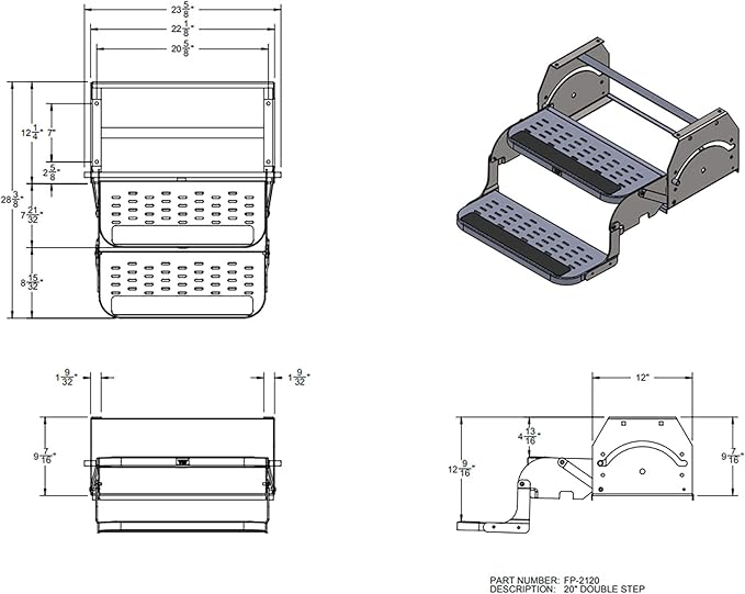 RV Steps 20" Step in Black | RV Stairs | RV Exterior Steps | Camper Steps (Double)