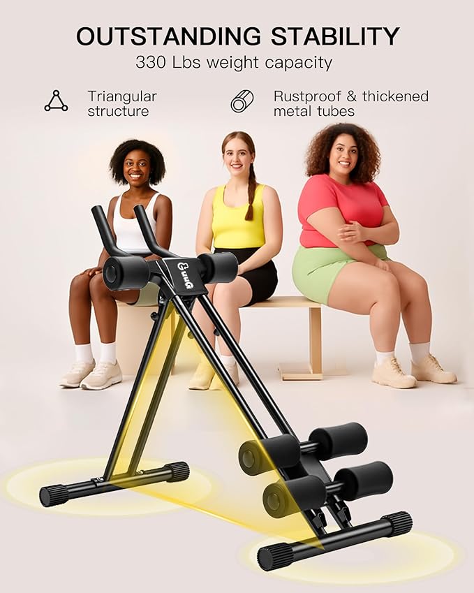 Ab Machine Abdominal Stomach Workout: Adjustable Ab Trainer Machine Ab Cruncher Core Strength Training Equipment for Home Gym Foldable for Women and Men