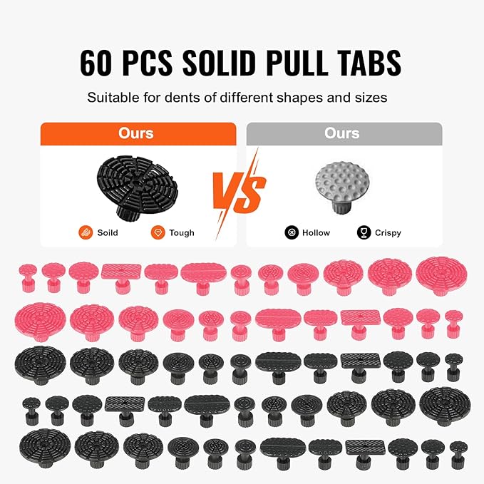 VEVOR 117 PCS Dent Removal Kit, Paintless Dent Repair Kit with Golden Lifter, Bridge Puller, Slide Hammer T-bar Dent Puller, Suction Cup Dent Puller for Auto Body Dents, Hail Damage, Door Ding