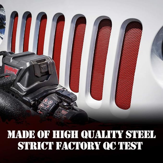 Xprite Red Aluminum Alloy Mesh Grill Inserts Compatible with 2007-2018 Jeep Wrangler JK JKU Original Front Hood Matte Grille Grid