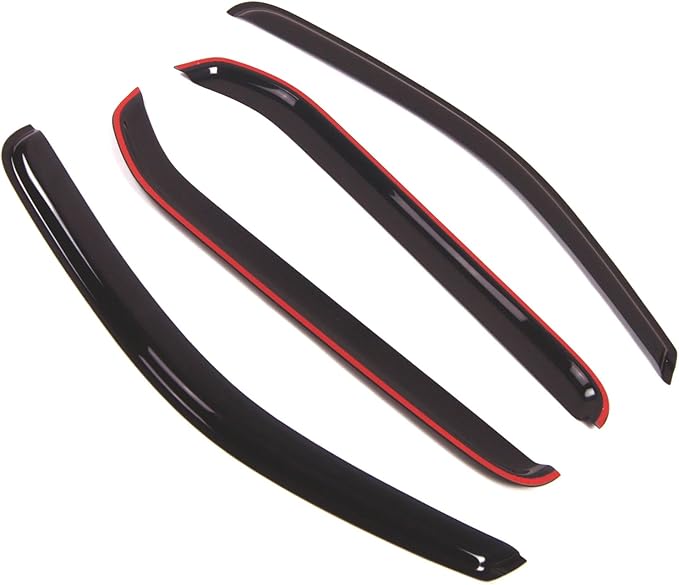 Tuningpros WD2-362 Dark Smoke 4 Pcs Set Window Visor (Outside Mount) Deflector Rain Guard Compatible with 2005-2016 Nissan Xterra