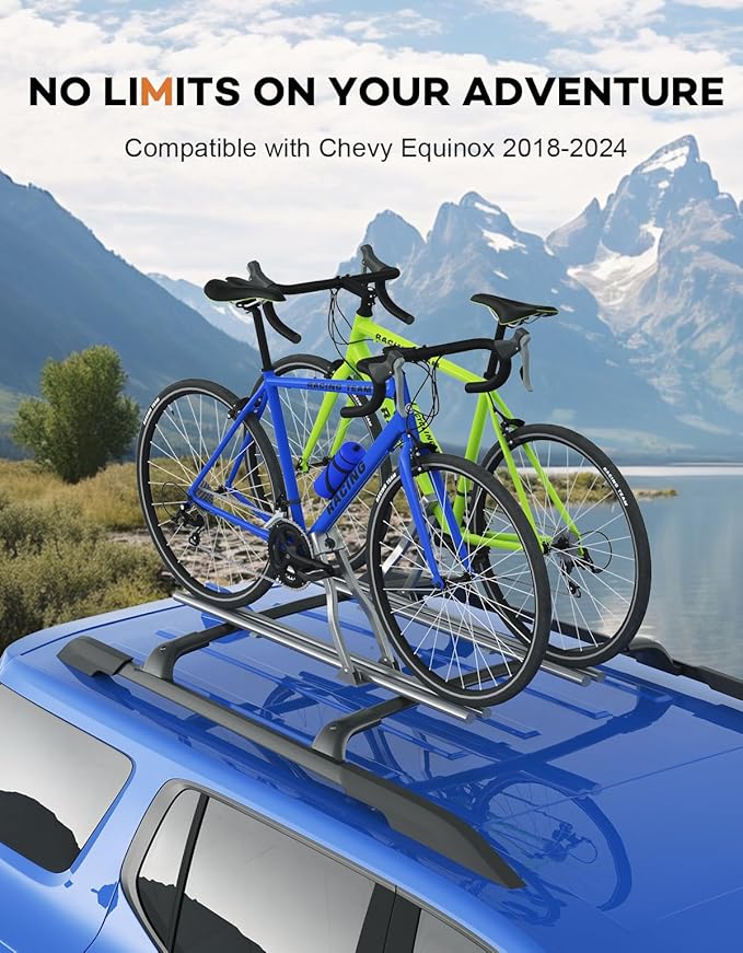 260lbs Lockable Roof Rack Cross Bars Compatible with 2018-2024 Chevy Chevrolet Equinox & 2018-2024 GMC Terrain,Heavy Duty Aluminum Roof Rails Crossbars Rooftop Cargo Canoe Black Luggage