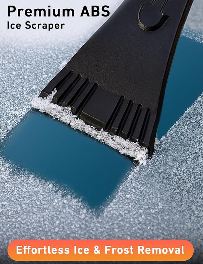 EcoNour 27" Aluminum Snow Brush with Ice Scrapers for Car Windshield and Window | Car Snow Scraper and Brush with Ergonomic Foam Grip Winter Accessories (Blue)