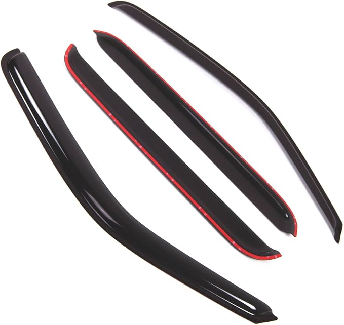 TuningPros Outside Mount Window Vent Visors Rain Guards Compatible with Honda Ridgeline 2006-2014 | Side Window Wind Deflectors Rain Shields | Smoke Tinted, 4 Pcs Set, DGWV-528