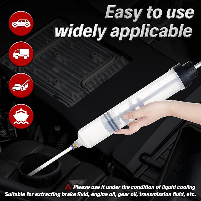 Oil Extractor Pump - 500CC Manual Liquid Extractor, Multi-Function Car Oil Pump, Liquid Transfer Pump, with Two Extension Tubes and Replacement Rubber Rings
