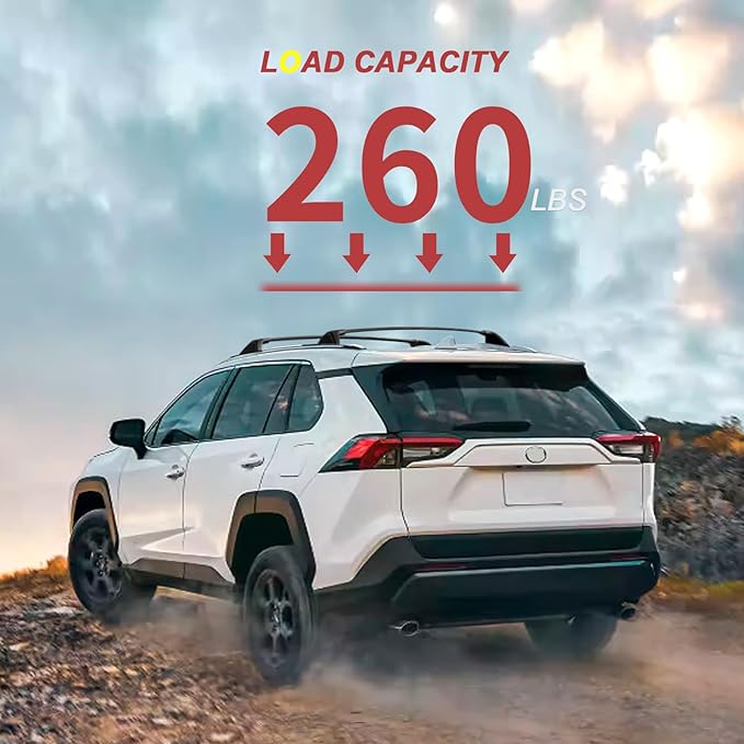 KINGGERI Lockable 260lbs Roof Racks Cross Bars Fit for Toyota RAV4 2019-2025 Accessories, Aluminum Heavy Duty Crossbar Anti-Theft Metal (Not for Adventure/TRD Off-Road/Hybrid Woodland Edition/22-25LE)