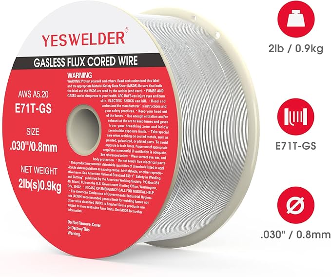 YESWELDER Flux Core Gasless MIG Wire, E71T-GS Mild Carbon Steel .030-Inch Diameter 2-Pound, 3-Packs Strong ABS Plastic Spool Welding Wire