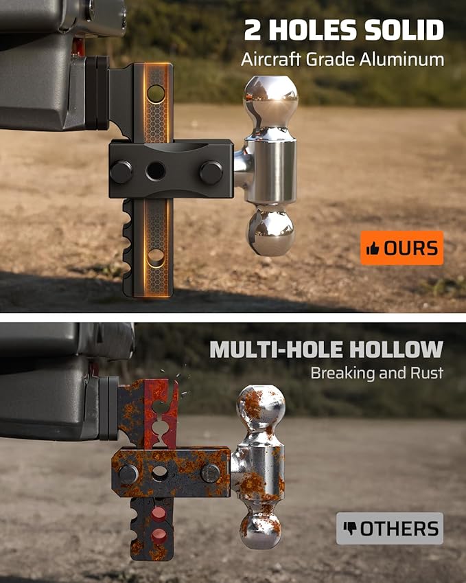 Ehaho Adjustable Trailer Hitch,Drop Hitch 2 Inch Receiver Heavy Duty Aluminum Tow Hitches with 8 Inch Drop/Rise for Truck