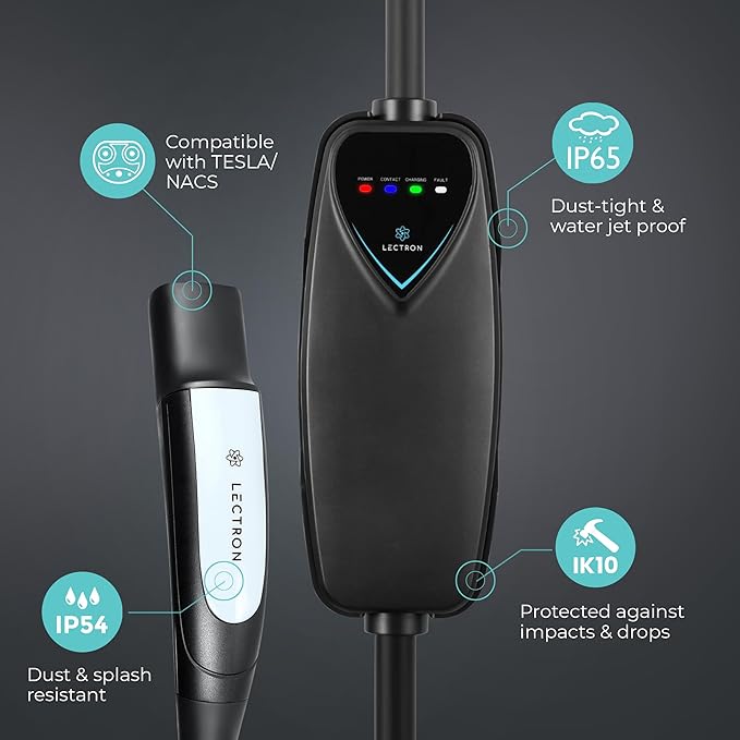 Lectron Level 2 Tesla Charger (WiFi Version) - 240V, 40 Amp, NEMA 14-50 Plug, 16 ft Extension Cord - Portable Electric Car Charger for Tesla - Compatible with All Tesla Models 3/Y/S/X