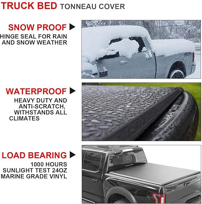 Kikito Vinyl Soft Tri-Fold Truck Tonneau Cover for 2015-2025 Canyon & Colorado 5.2FT (62.7in) Bed