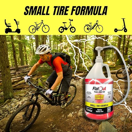 QuickStrike Tire Sealant - Small Tire/Bicycle Formula - New Formula - Prevents Flat Tires - Seals Leaks - Contains Kevlar - Tubeless Tire Sealant - 1 Gallon + Tool