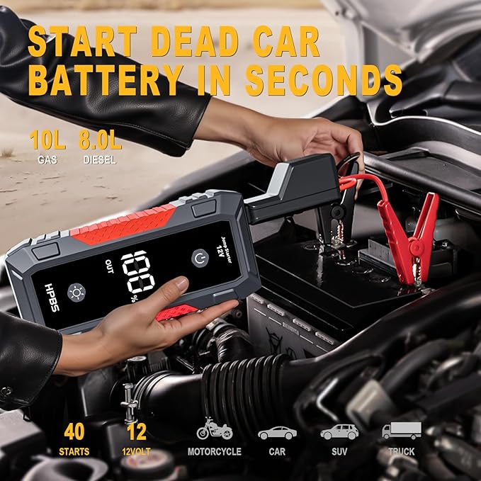 H50 Jump Starter - 5000A Jump Starter Battery Pack for Up to 10.0L Gas and 8.0L Diesel Engines, 12V Portable Car Battery Jump Starter Box with 3.0" LCD Display