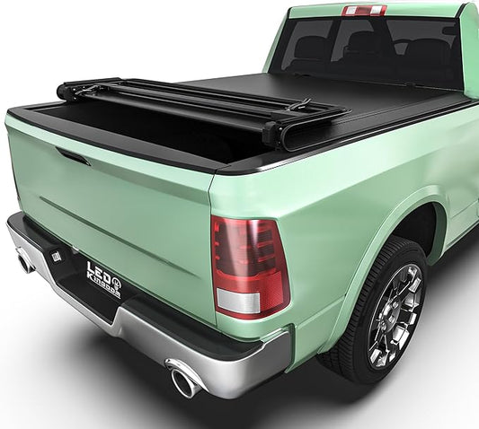 LEDKINGDOMUS Soft Quad Fold Truck Bed Tonneau Cover Fits for Dodge Ram 1500 2009-2025 (Incl. Classic & New), 5.7ft Bed (67") Without Rambox