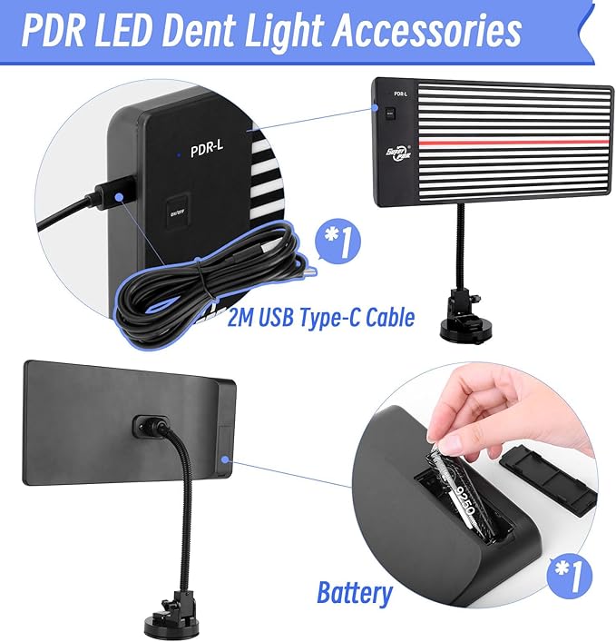 Super PDR Light Board PDR Light Dent Line Board LED PDR Light USB Battery Powered Reflection Light Board Professional Dent Repair Tool Automotive Repair Lighting PDR Reflection Tool Car Body Repair