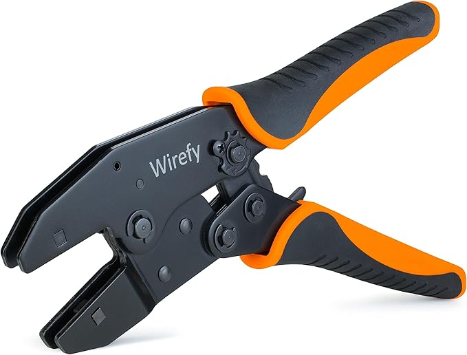 Wirefy 8.7″ Quick-Change Die Crimping Tool – Ratcheting Hand Crimper for 26-8 AWG Terminals | Interchangeable Dies Compatible