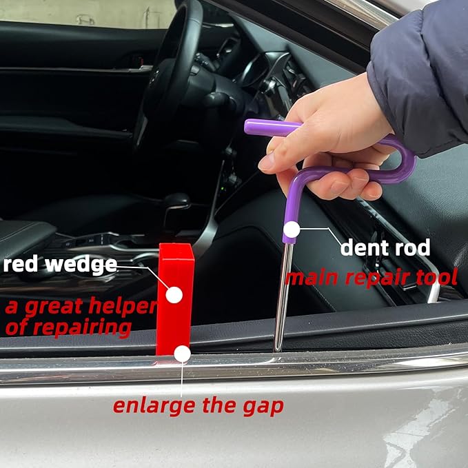 29 Pcs Paintless Dent Repair Rods, Dent Rods Removal Kit, Stainless Steel Dent Rods, Professional Hail Dent Removal Tool for Minor Dents, Door Dings and Hail Damag