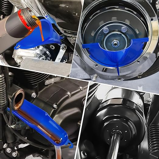 Motorcycle Oil Filter Wrench & Primary Case & Crankcase Fill Funnel & Drip Free Oil Filter Funnel Set Fit for Harley Touring Sporster Dyna (with Wrench)