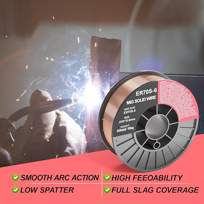 ER70S-6 .030-Inch on 33-Pound Spool Carbon Steel Mig Solid Strong ABS Plastic Spool Welding Wire (0.030-Inch 33 LB)