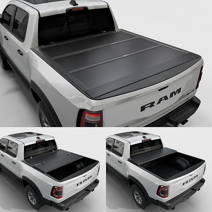 Low Profile Hard Folding Truck Bed Tonneau Cover Fits 2019-2026 Dodge Ram 1500 New Body Style (Not for Classic Body) 6'4" Bed (76.3")