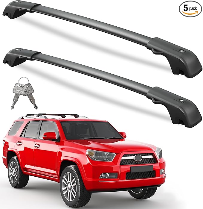 300lbs Lockable Roof Rack Cross Bars Compatible with Toyota 4Runner 2010-2024 with Side ROOF Rails, Heavy Duty Aluminum Roof Rails Crossbars Cargo Canoe Black Rooftop Cargo.