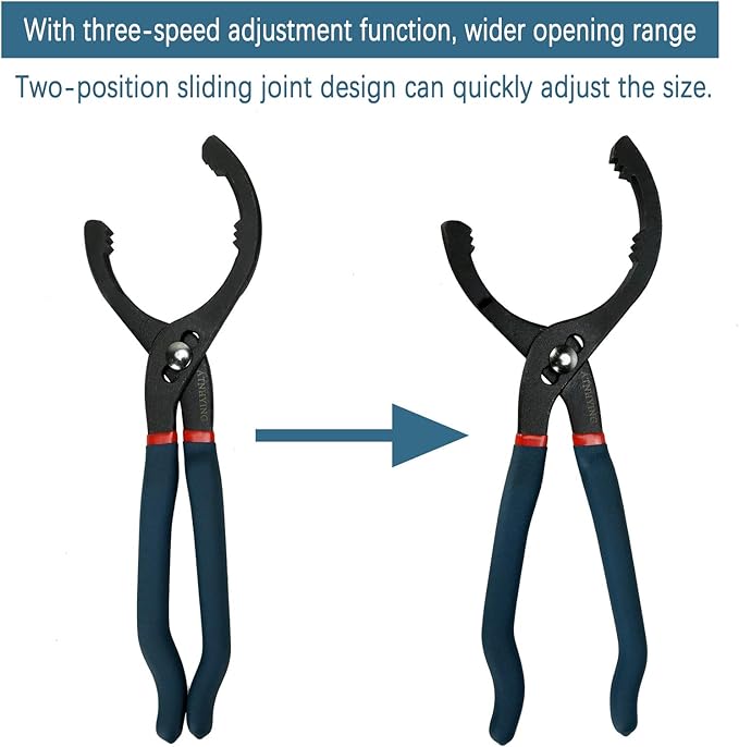 Large Oil Filter Pliers, 14" Adjustable Oil Filter Wrench, Universal Oil Filter Removal Tool No Slipping for Engine Filters, Conduit, Fittings (14 Inch)